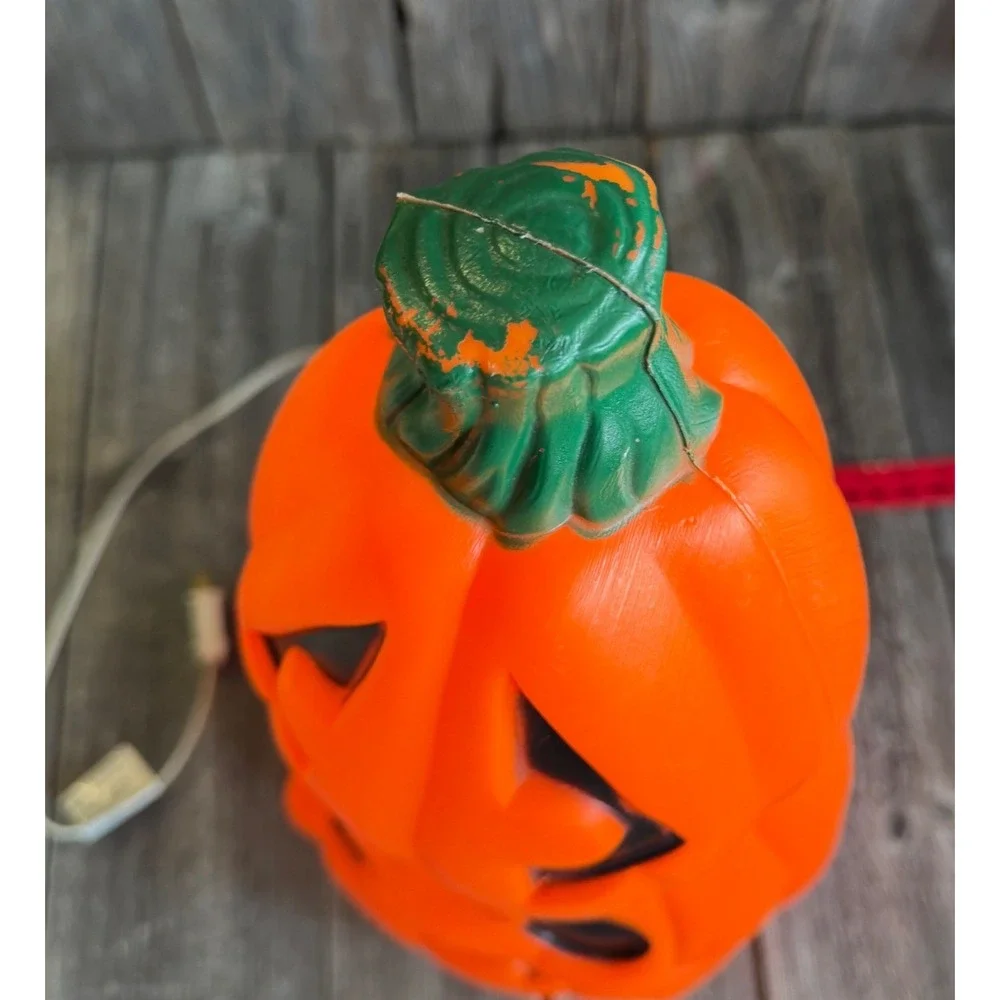 Vintage General Foam Plastics Pumpkin Blow Mold Orange Stacked Jack-O-Lantern